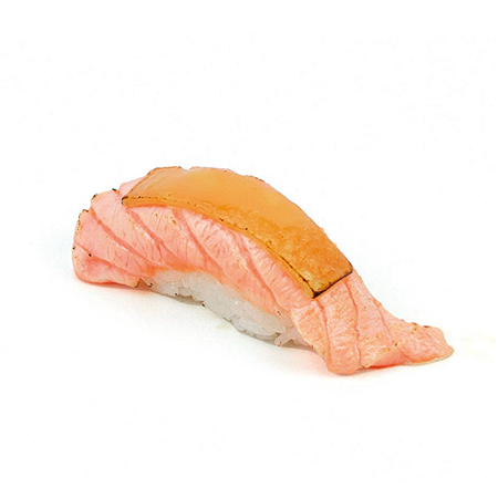 Salmon Cheese Flambé nigiri